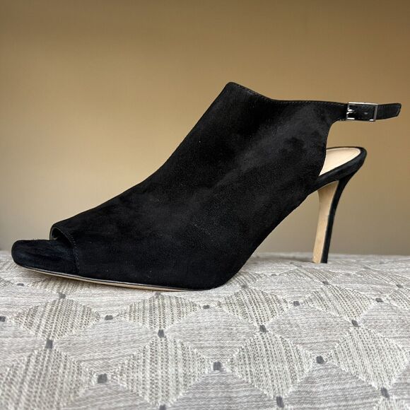 Via Spiga Teresa Black Suede Slingback Heeled Sandals Women 9 M Open Toe Classic - Picture 1 of 16